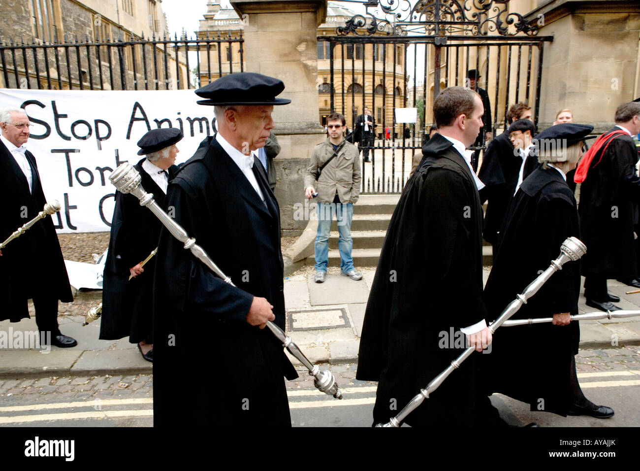 Speak the protest group against the Oxford animal lab disrupt The Encaenia Ceremony Stock Photo
