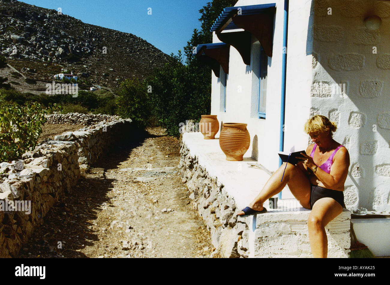 vacation on the greek island Patmos Stock Photo