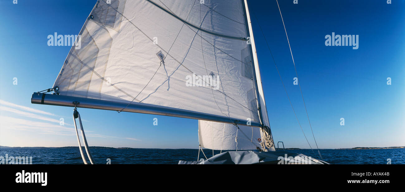 Sailing yacht going for starbord wind Stock Photo