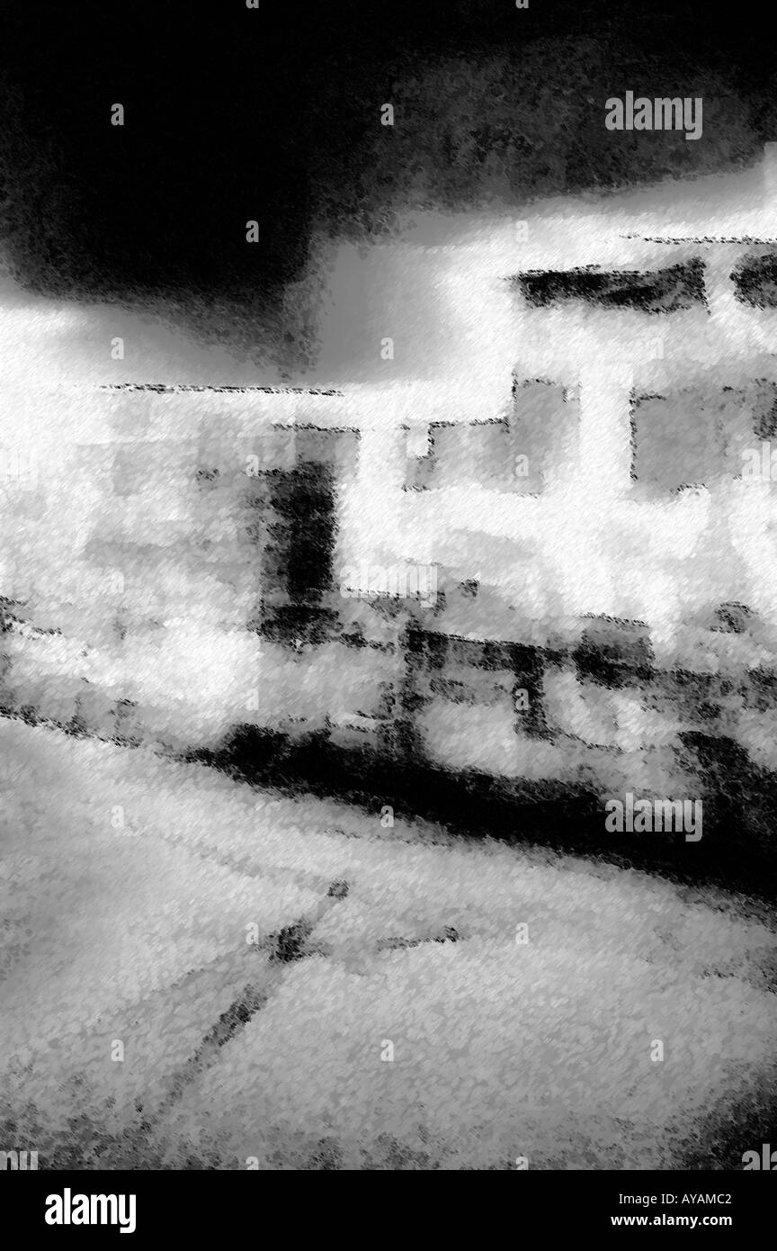 black and white abstract cityscape Stock Photo