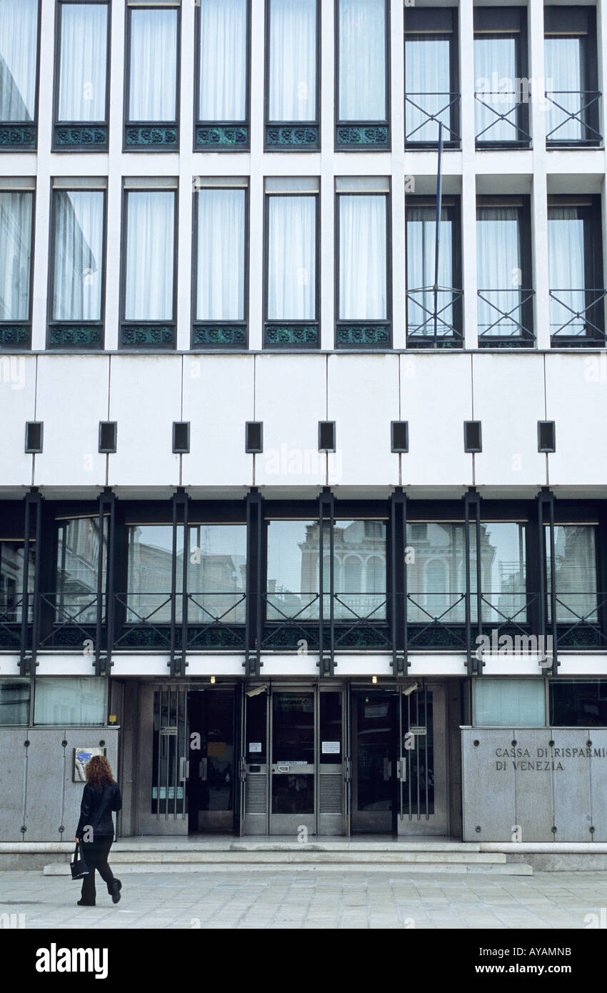 Cassa di Risparmio Bank exterior Campo Manin woman walking past black and  white Stock Photo - Alamy, image size:850x1390