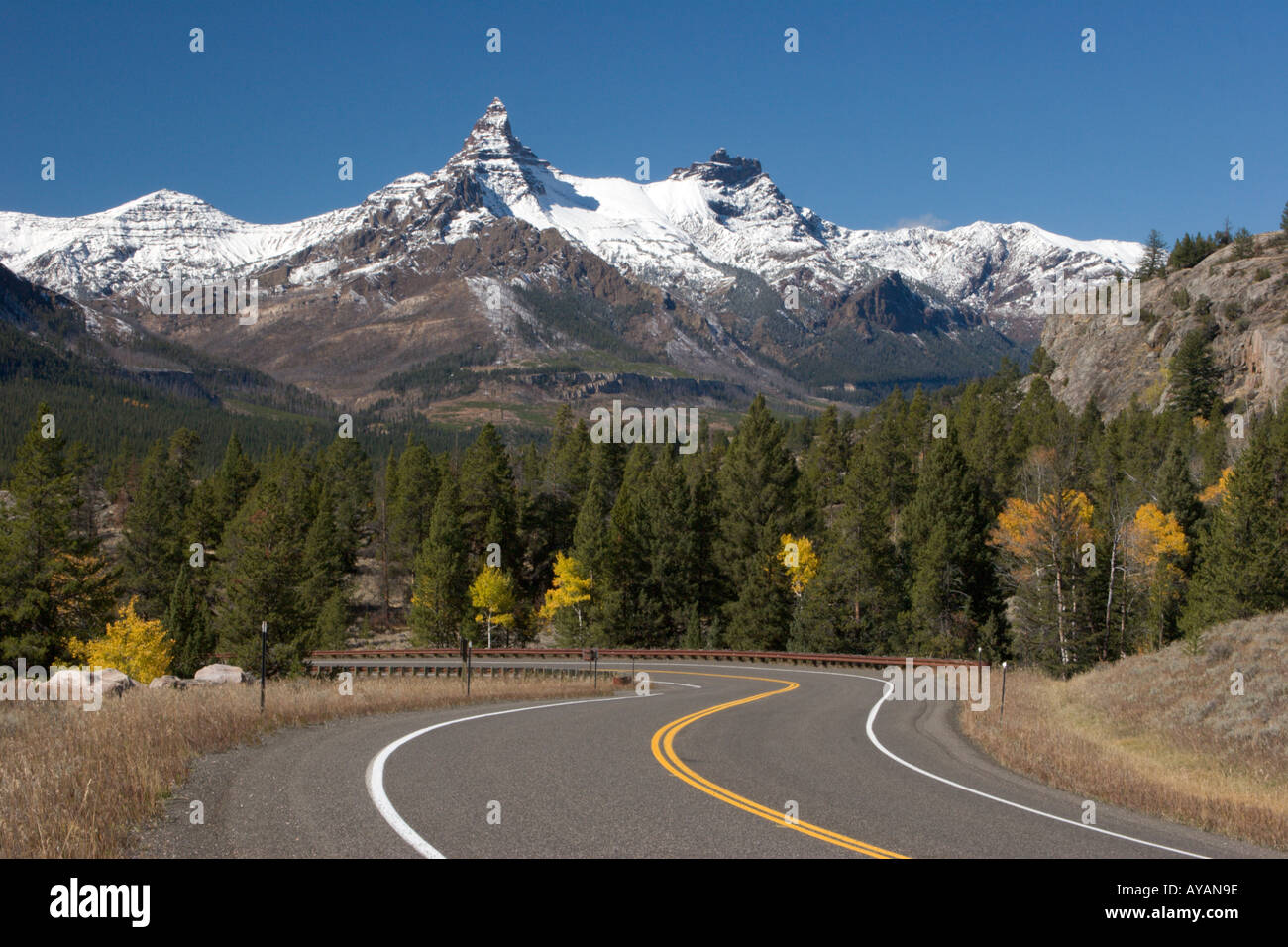 Wyoming State Highway 212 approaches the Northeast Entrance of Stock