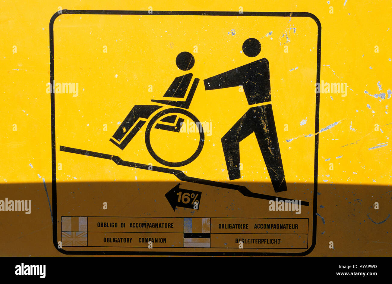 Yellow wheelchair sign on hi-res stock photography and images - Alamy