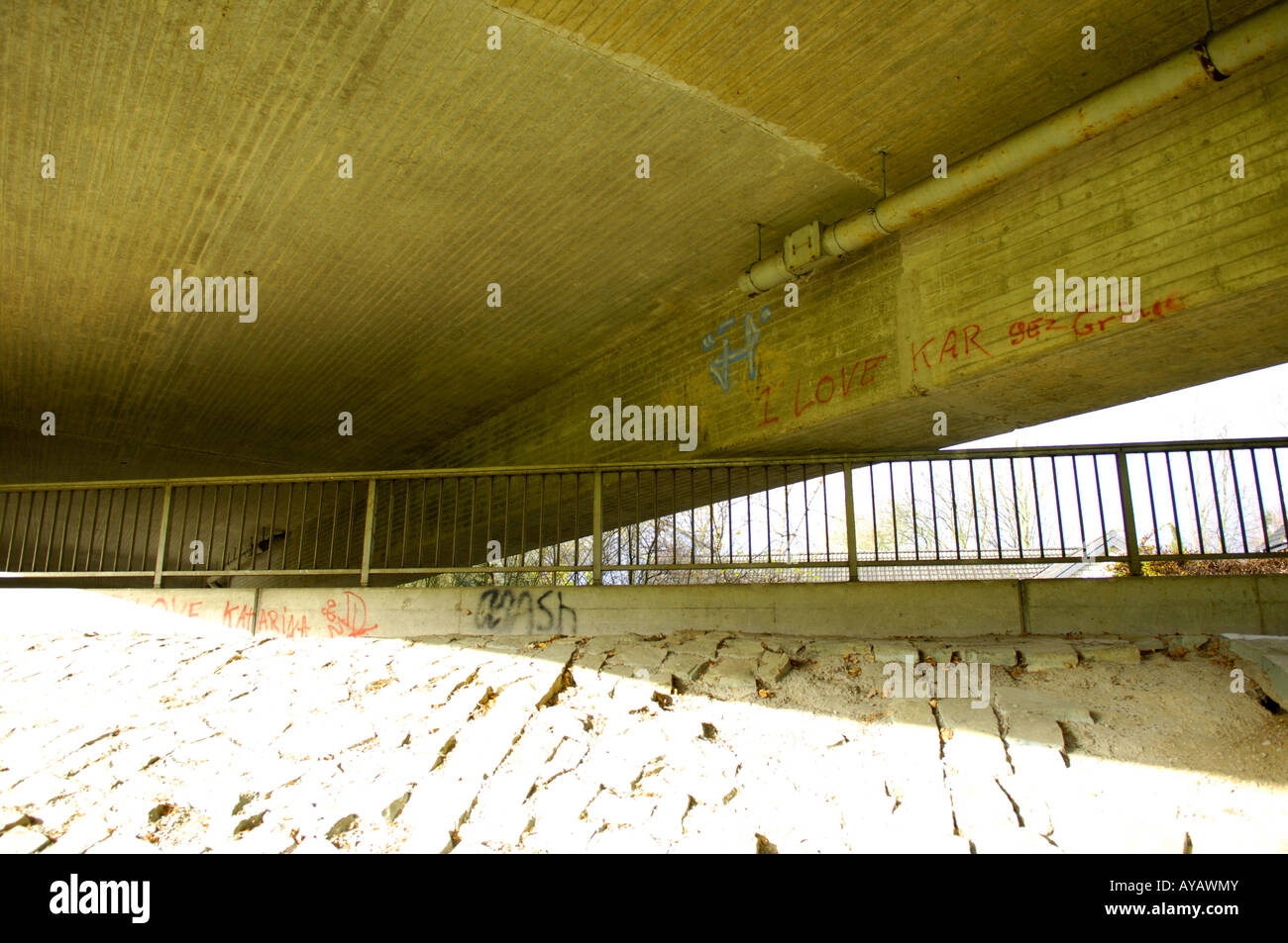 Bridge Taggers graffiti tagging under bridge concrete germany deutschland suburban ...