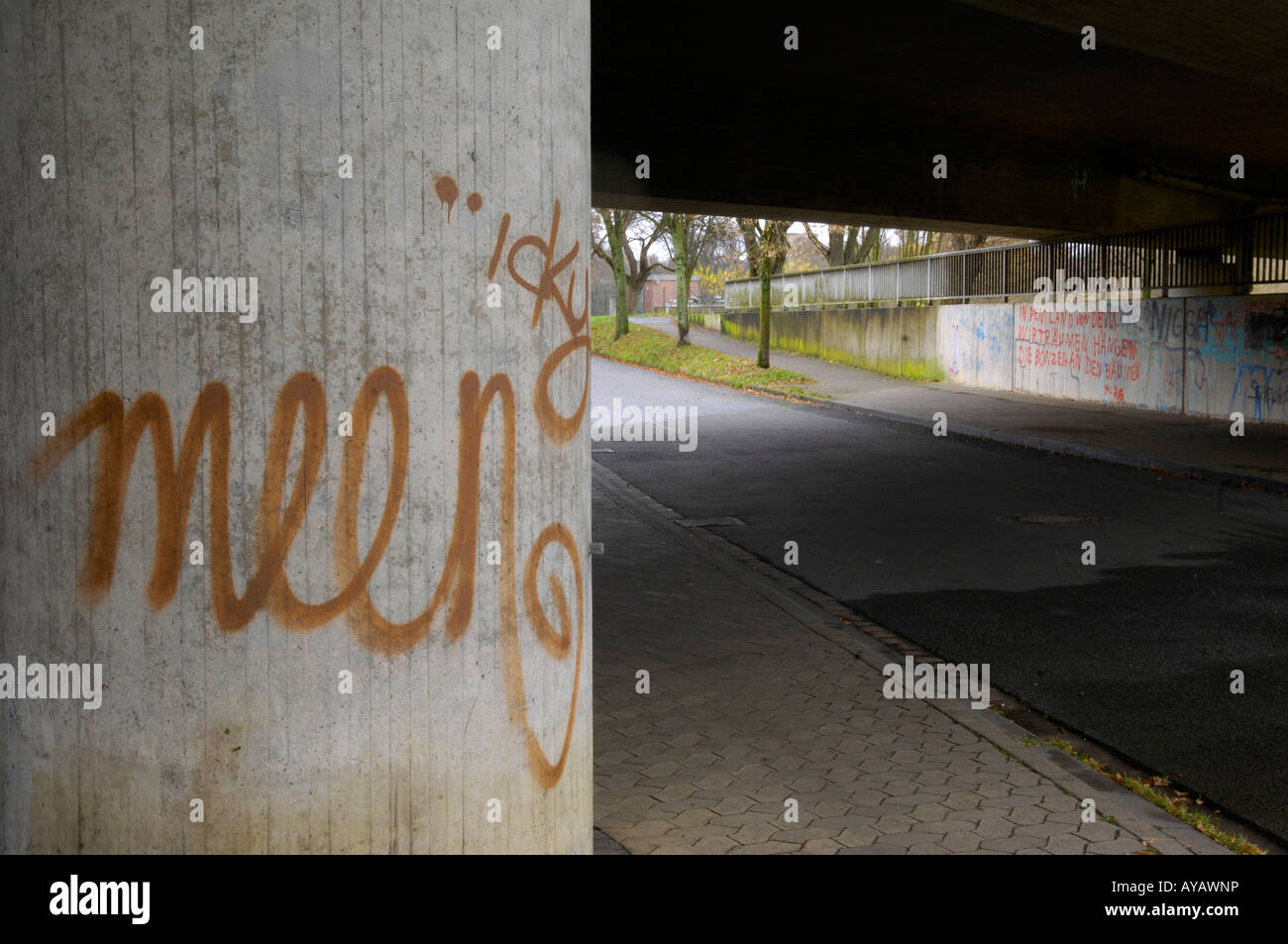 Bridge Taggers graffiti tagging under bridge concrete germany deutschland suburban ...