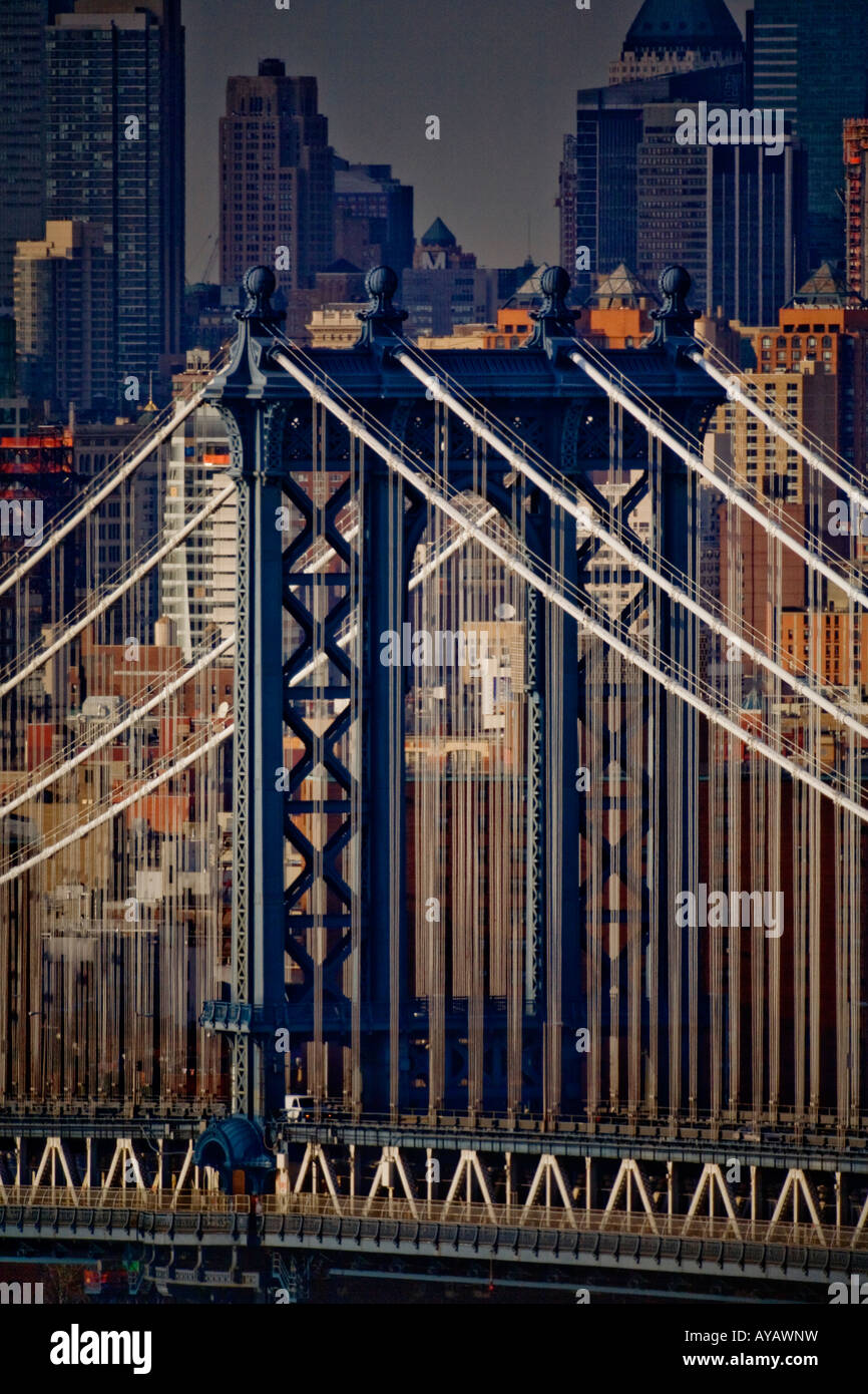 Manhattan Bridge East Tower New York City Stock Photo