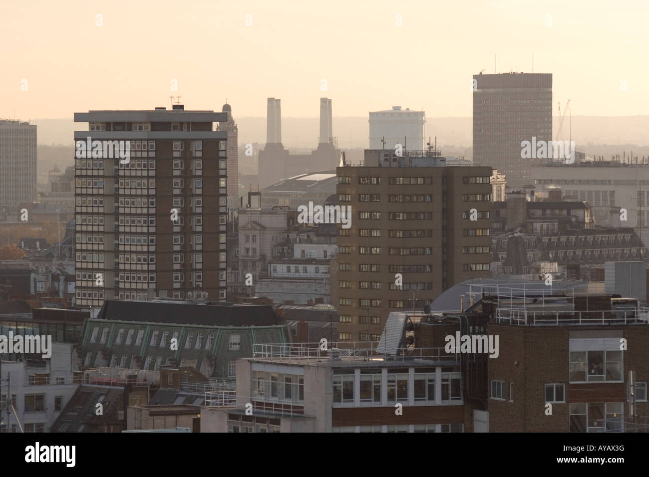 The view from Central London across to South West London with Battersea Power Station Stock