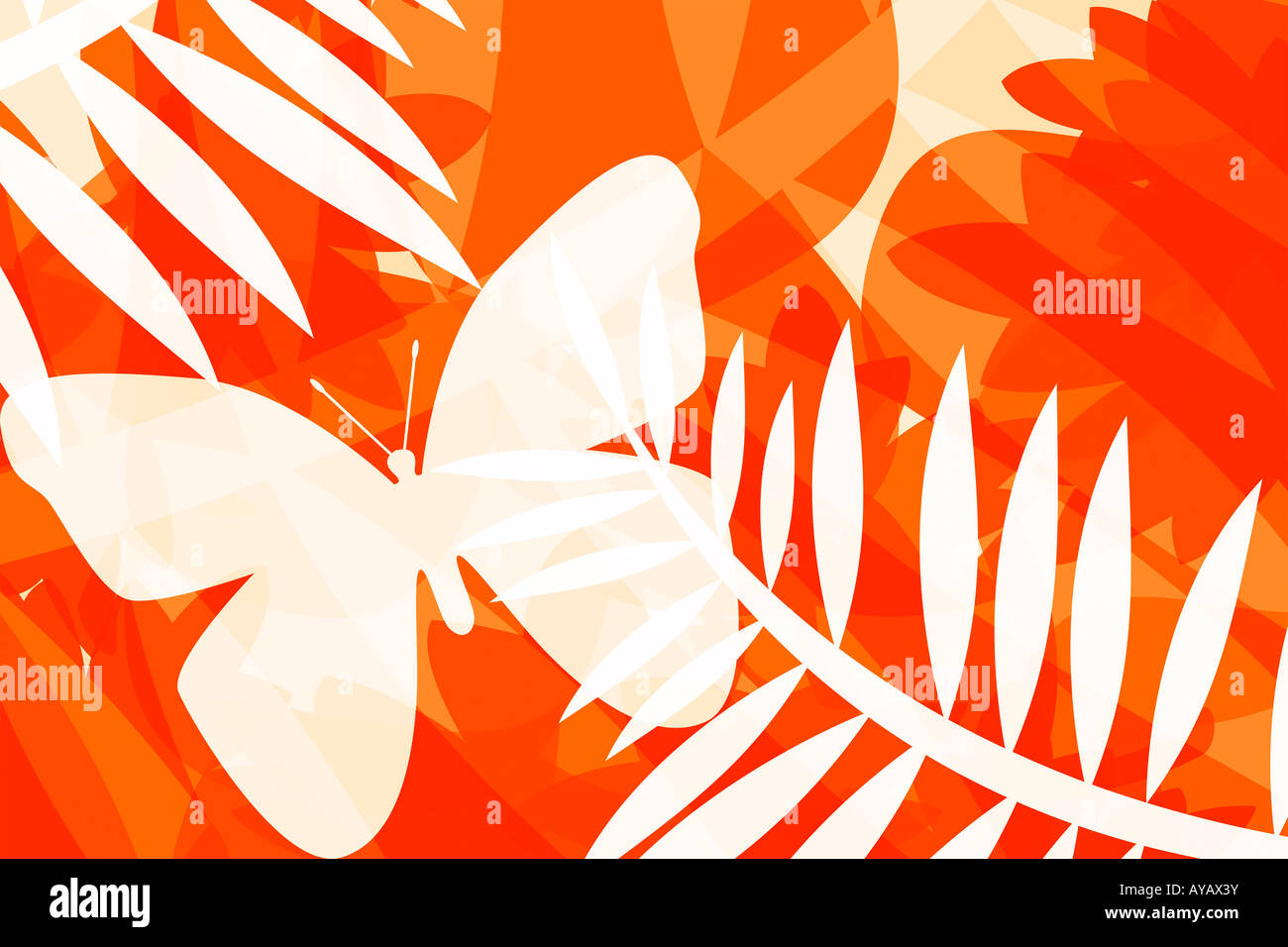 Illustration of butterflies and leaves Stock Photo - Alamy