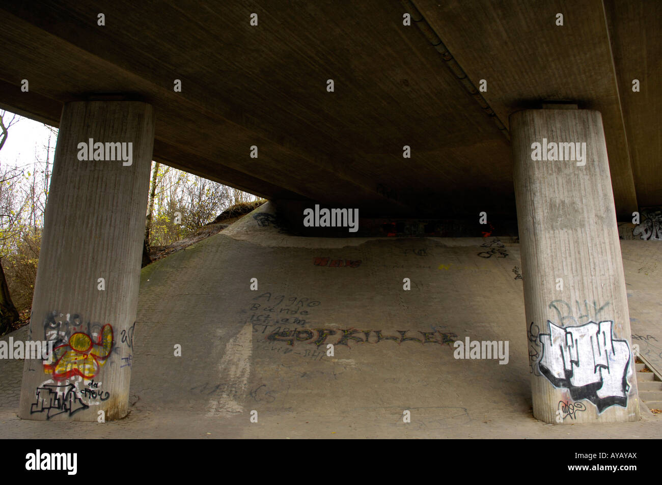 Bridge Taggers concrete underpass bridge germany deutschland urban ugly brutal grey ...