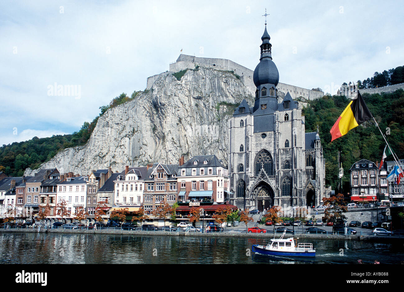 Dinant , on the River  Muese in the Ardennes Belgium Stock Photo