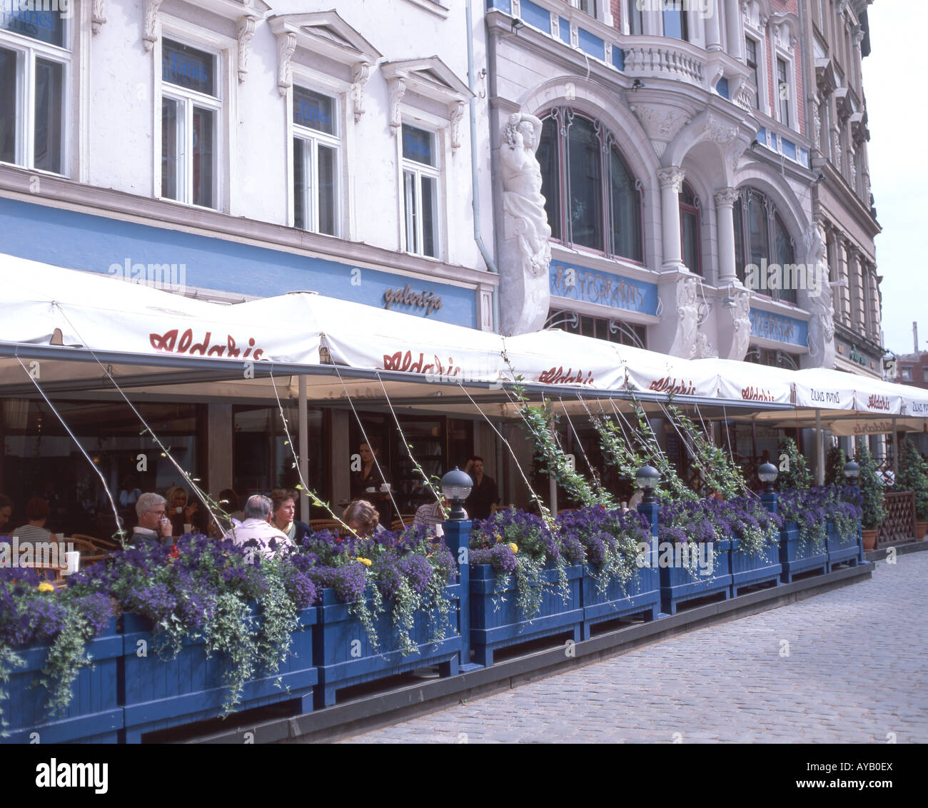 Outdoor restaurant, Doma Laukums, Old Town, Riga, Republic of Latvia Stock Photo