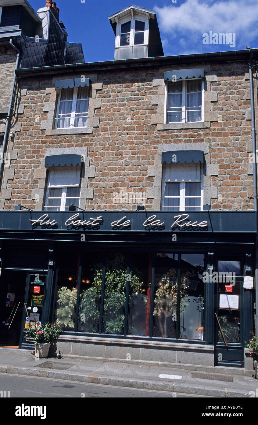 Entrance to Au Bout de la Rue restaurant in Flers Stock Photo