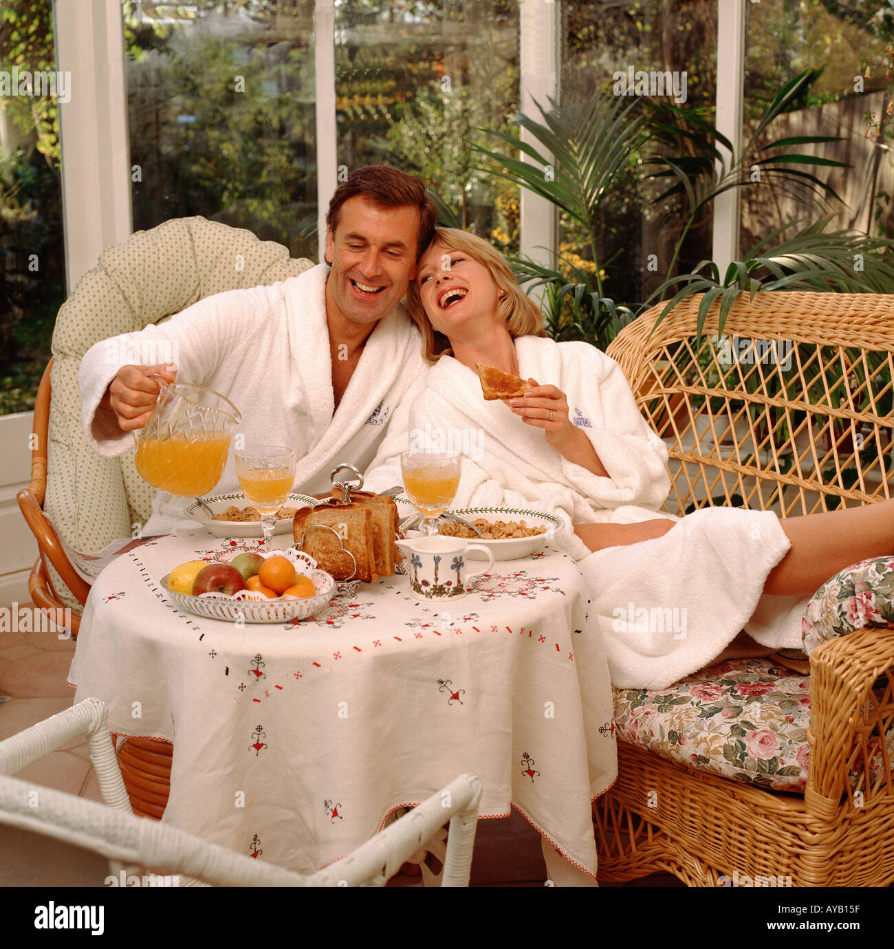 Couple having healthy breakfast Stock Photo