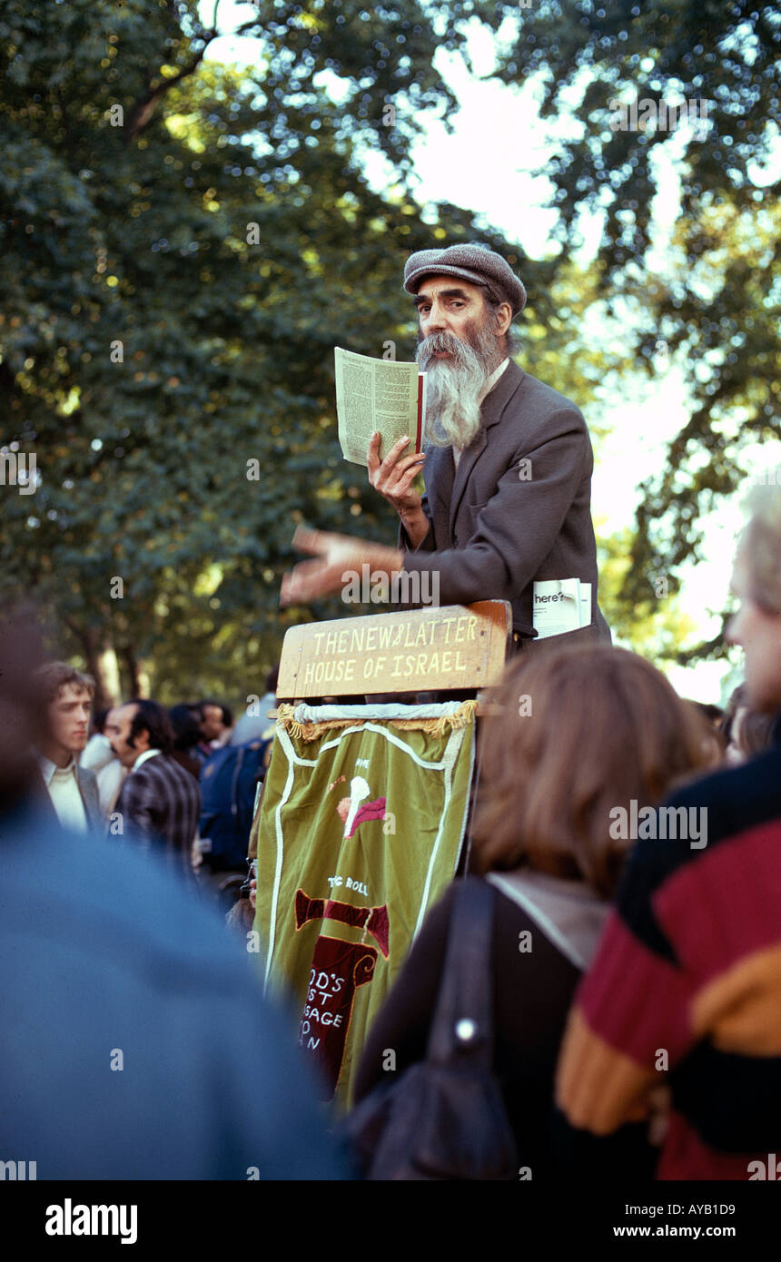 Speakers Corner Hyde Park London where anybody can set up a soap box to speak Stock Photo