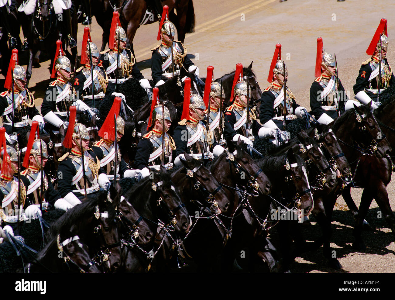 The Household Cavalry at The Trooping of the Colour at Horseguards Parade London Stock Photo
