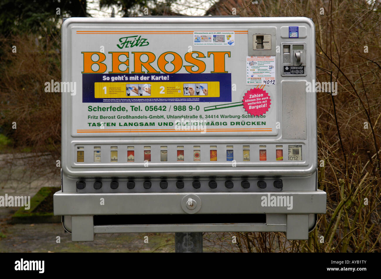 cigarette deutschland berost cigarette vending machine street urban germany deutschland smoking  Stock Photo