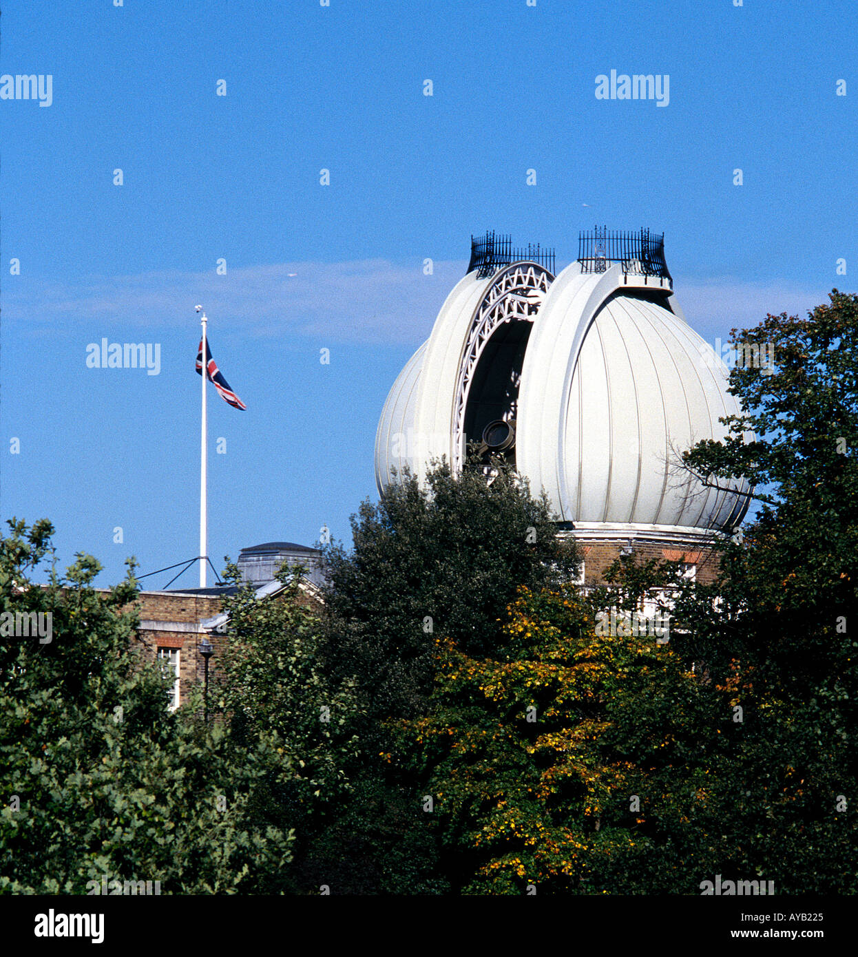 The Telescope at Royal Greenwich Observatory on the line of 0 Degreees longitude Stock Photo