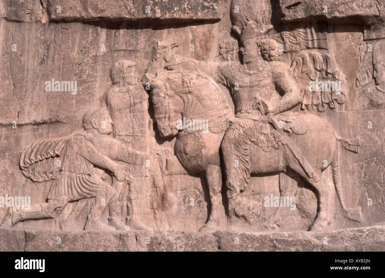 Sassanid rock relief, Archaelogical site of Persepolis, Persepolis, Fars Province, Islamic Republic of Iran Stock Photo