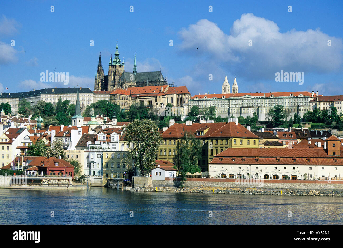 View of the Castle or Prasky Hrad and Mala Strana or Little Quarter Stock Photo