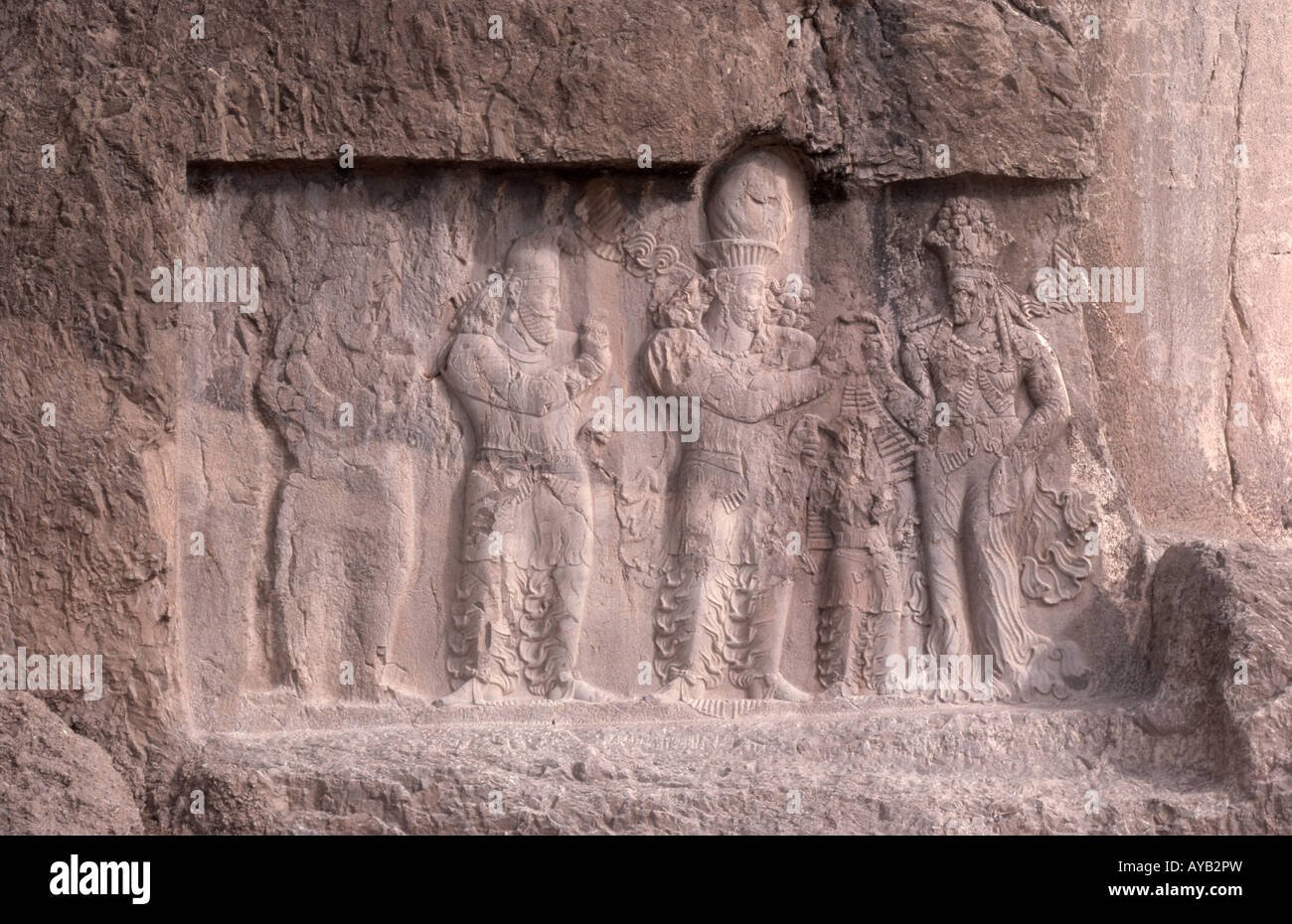 Sassanid rock relief, Archaelogical site of Persepolis, Persepolis, Fars Province, Iran Stock Photo