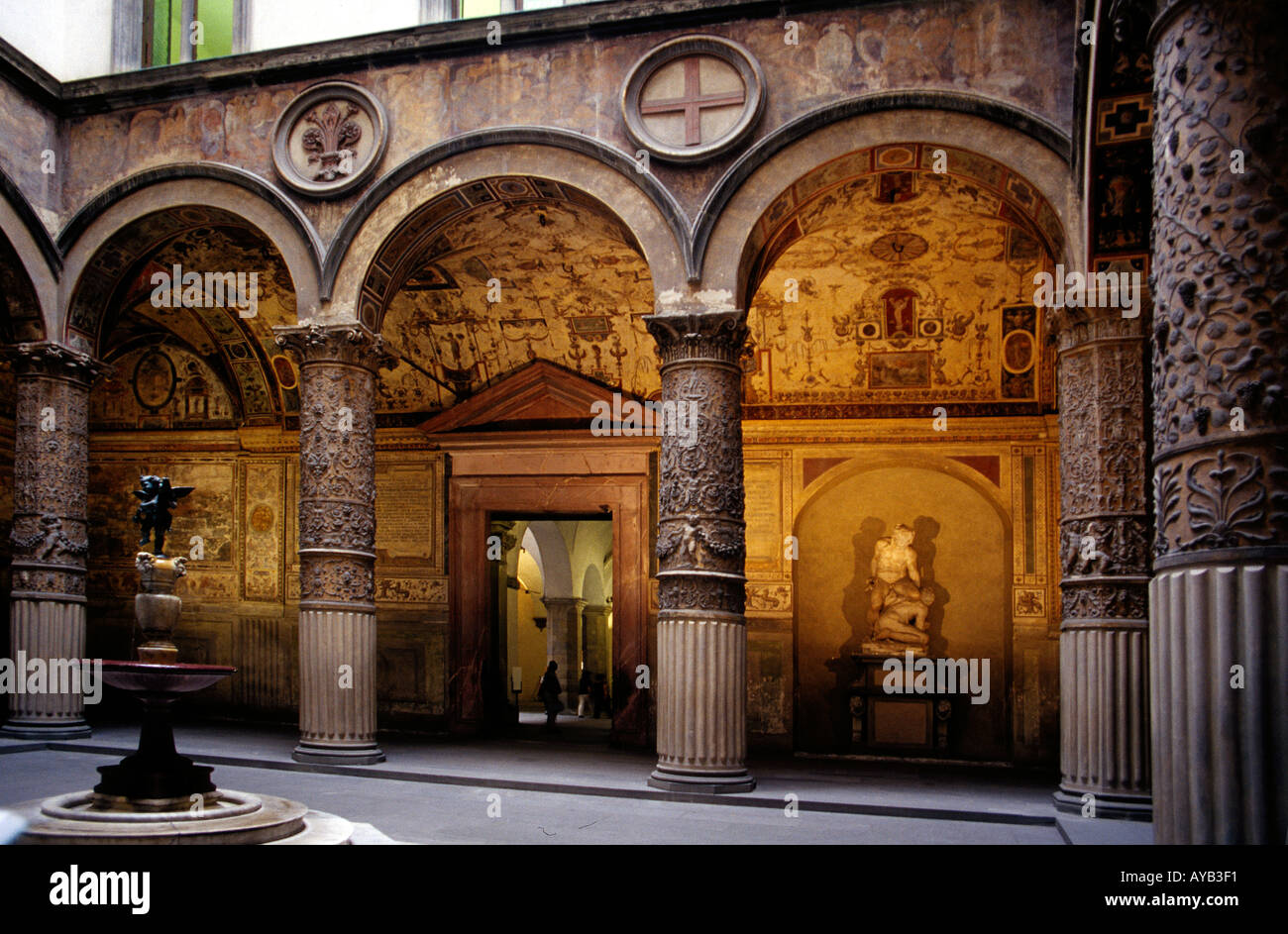Internal court at Pallazzo Vecchio in Florence .Italy Stock Photo