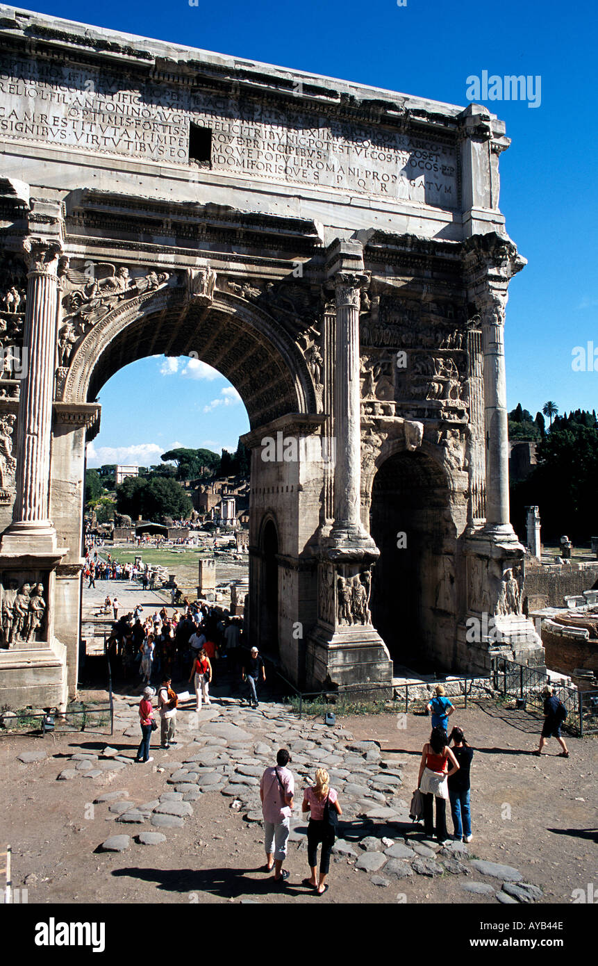 Arch of Septimius Severus, at the  Forum Rome Stock Photo
