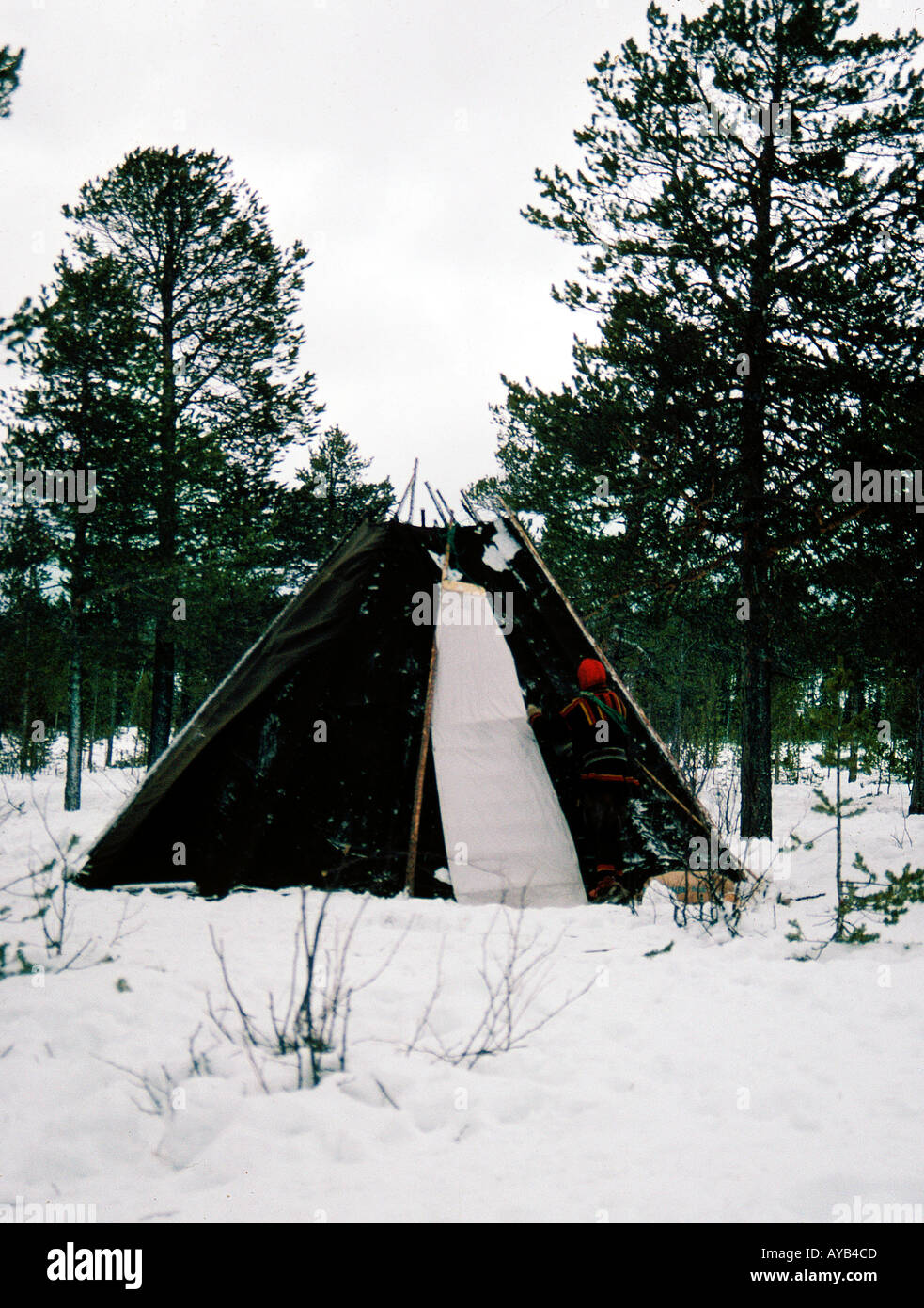 Woodland tent in Lapland Stock Photo