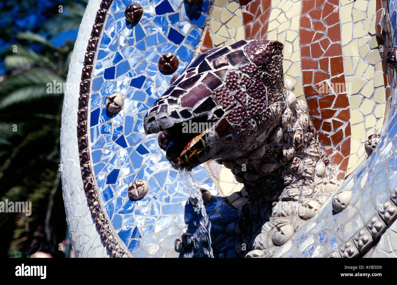 The Park Guell at Barcelona which was designed by Gaudi Stock Photo