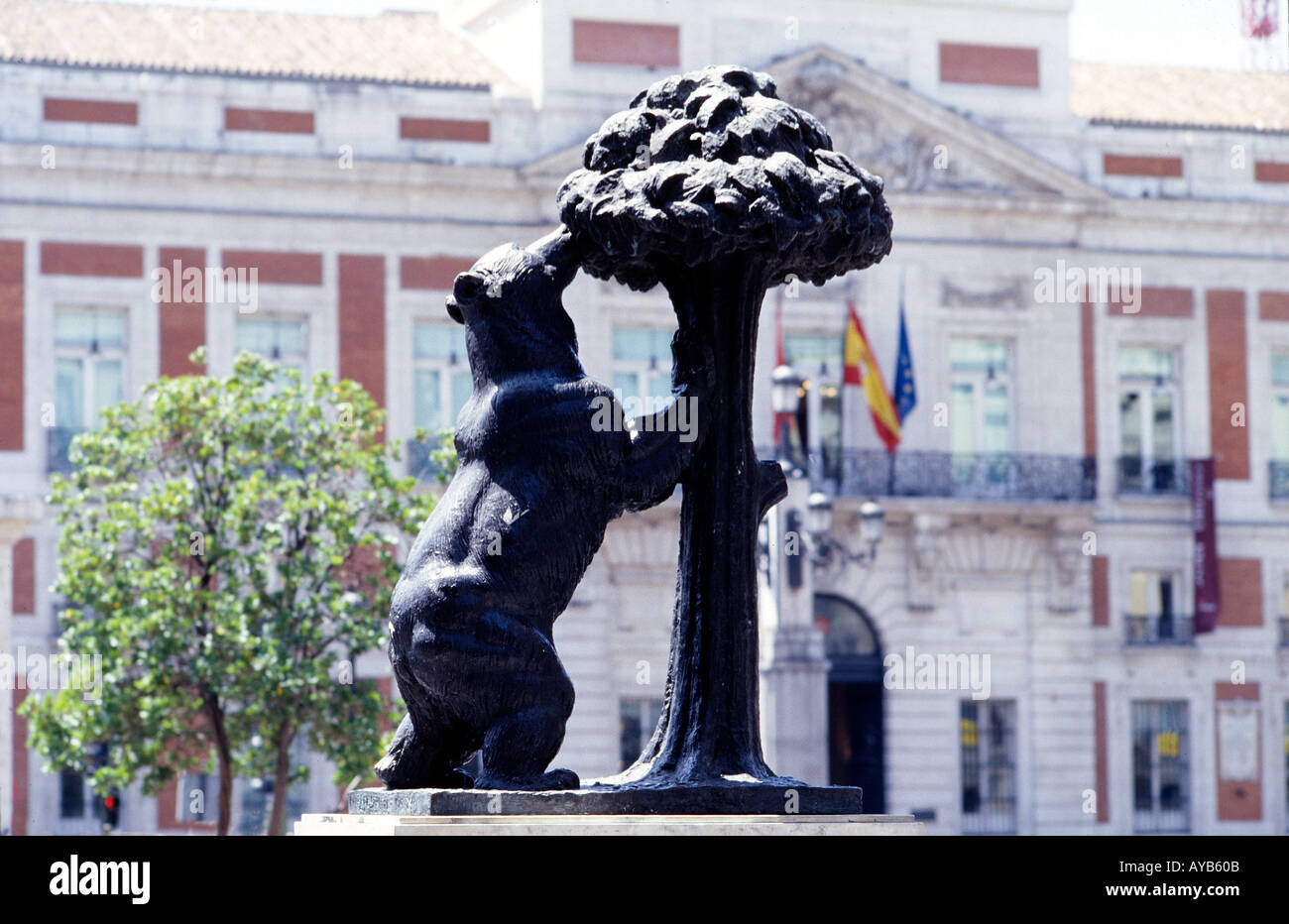 The Bear and the Madrono tree which has been a symbol of the city since medieval times Stock Photo