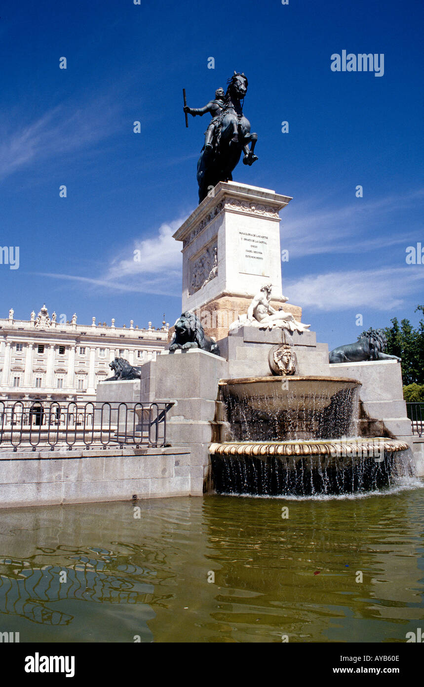 Plaza de Oriente equestrian Statue of Philip IV Stock Photo
