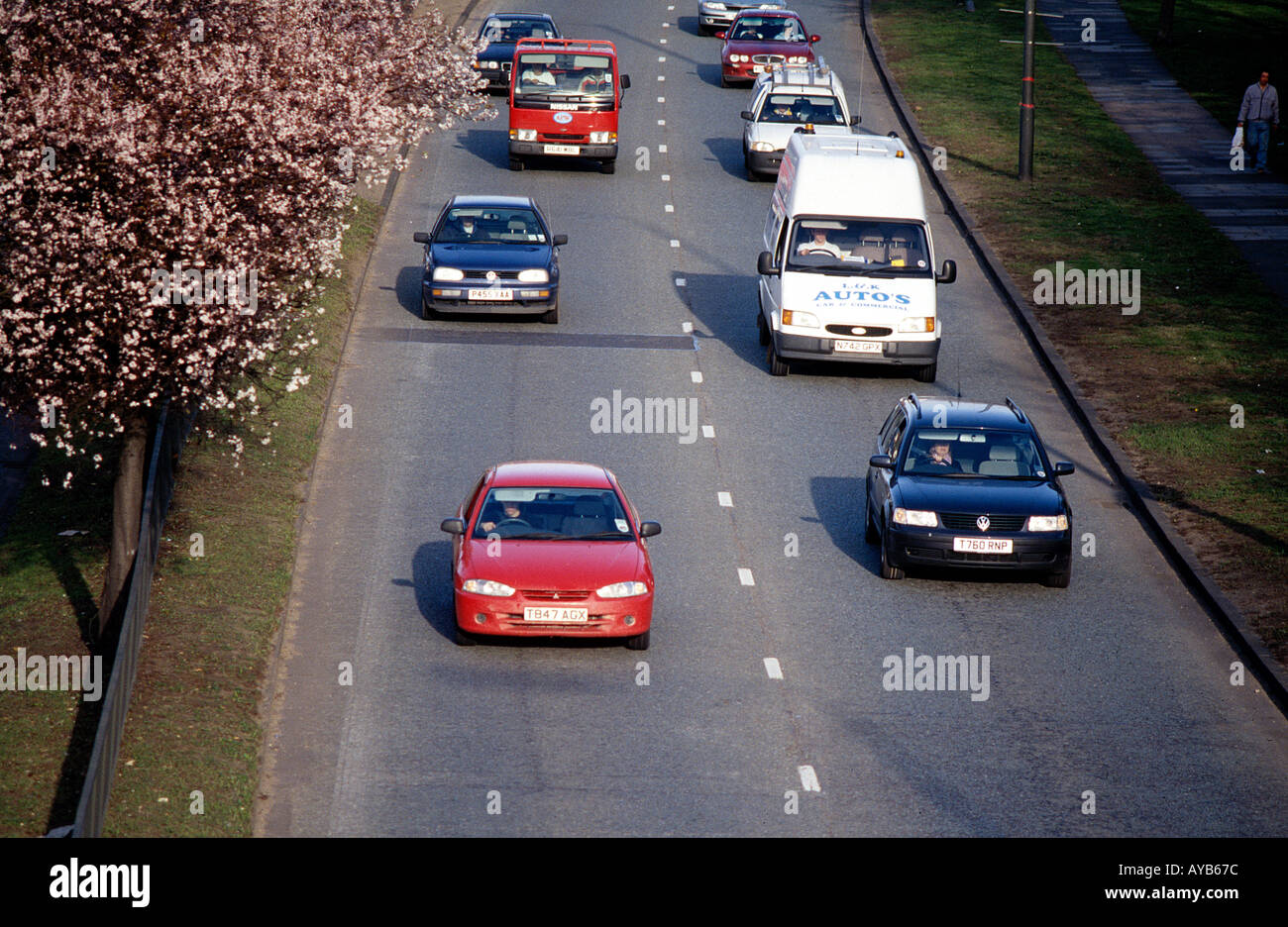 Traffic in Springtime Stock Photo