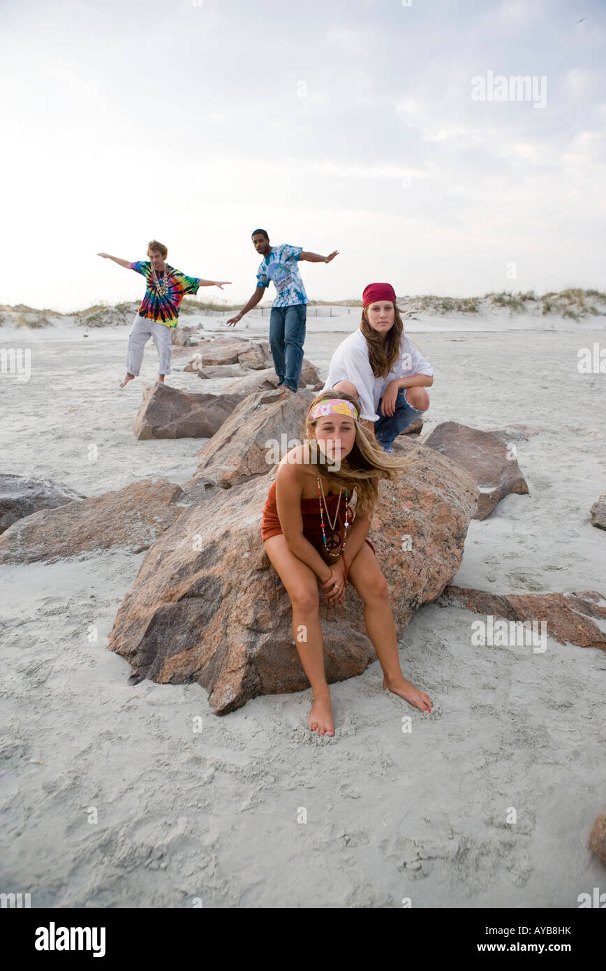Beach sand hippie hippies relaxed hi-res stock photography and