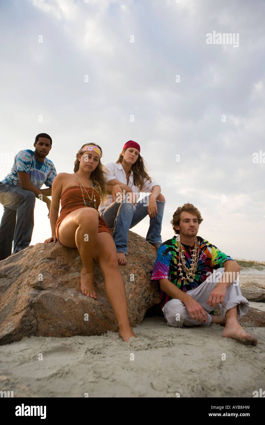 Hippies hanging out at the beach Stock Photo - Alamy