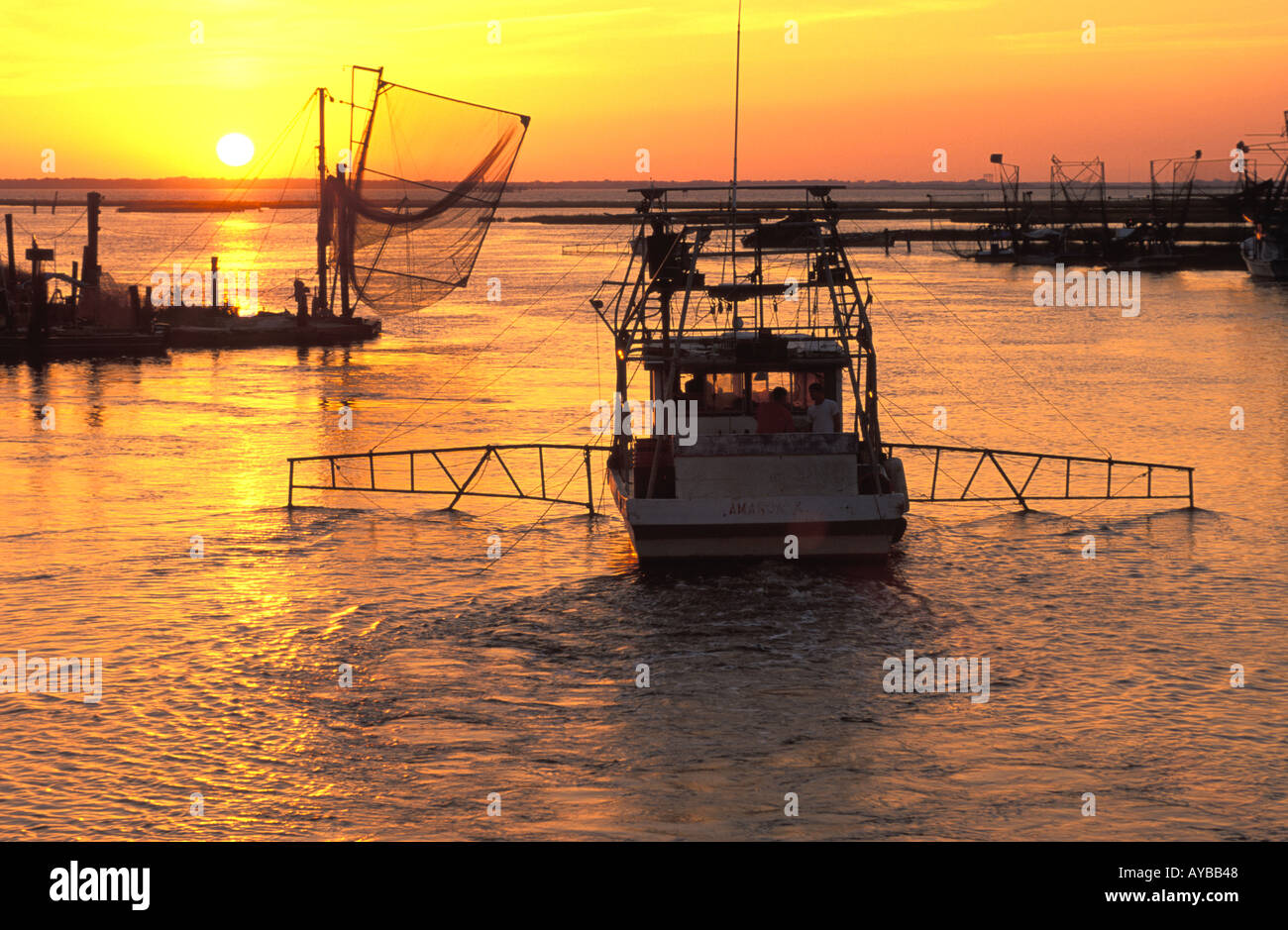 Shrimp boat in the harbor of Cocodrie Louisiana Stock Photo Alamy