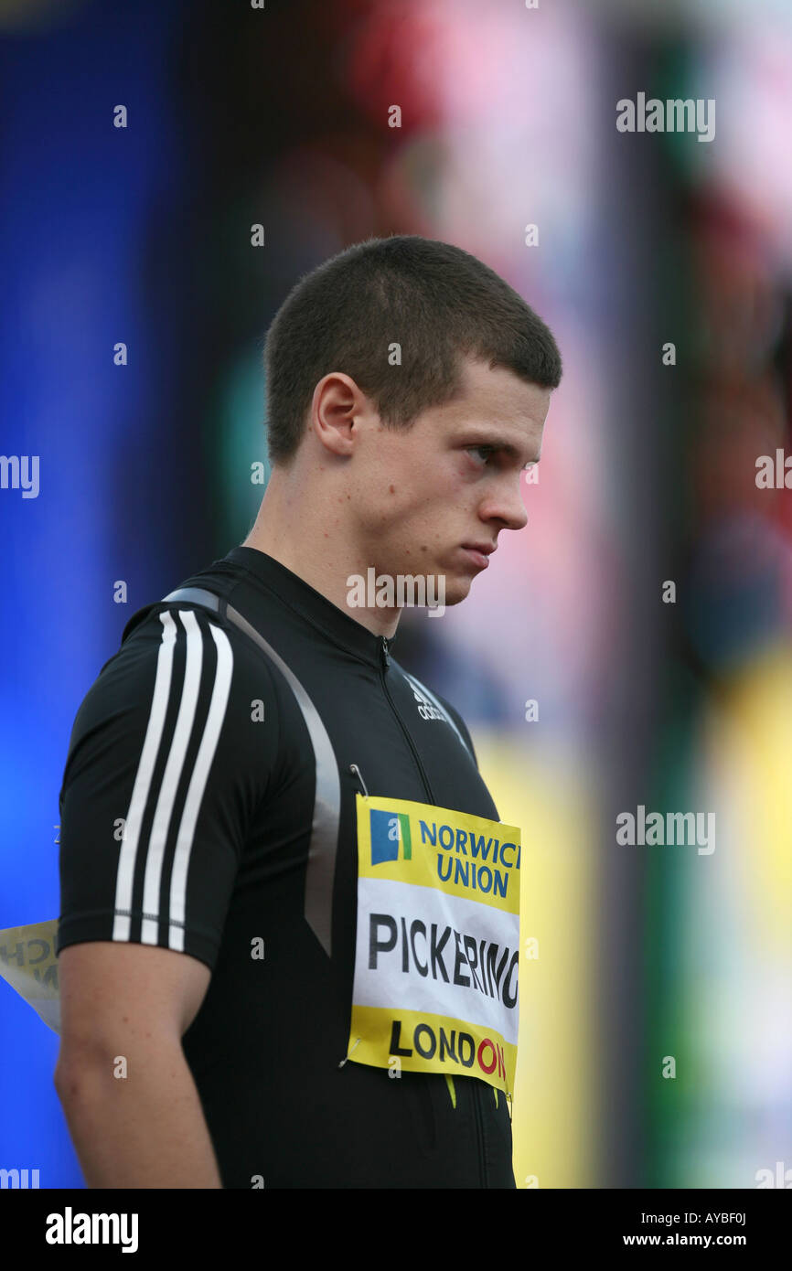 UK 100m athlete Craig Pickering lines up for the start at the Crystal