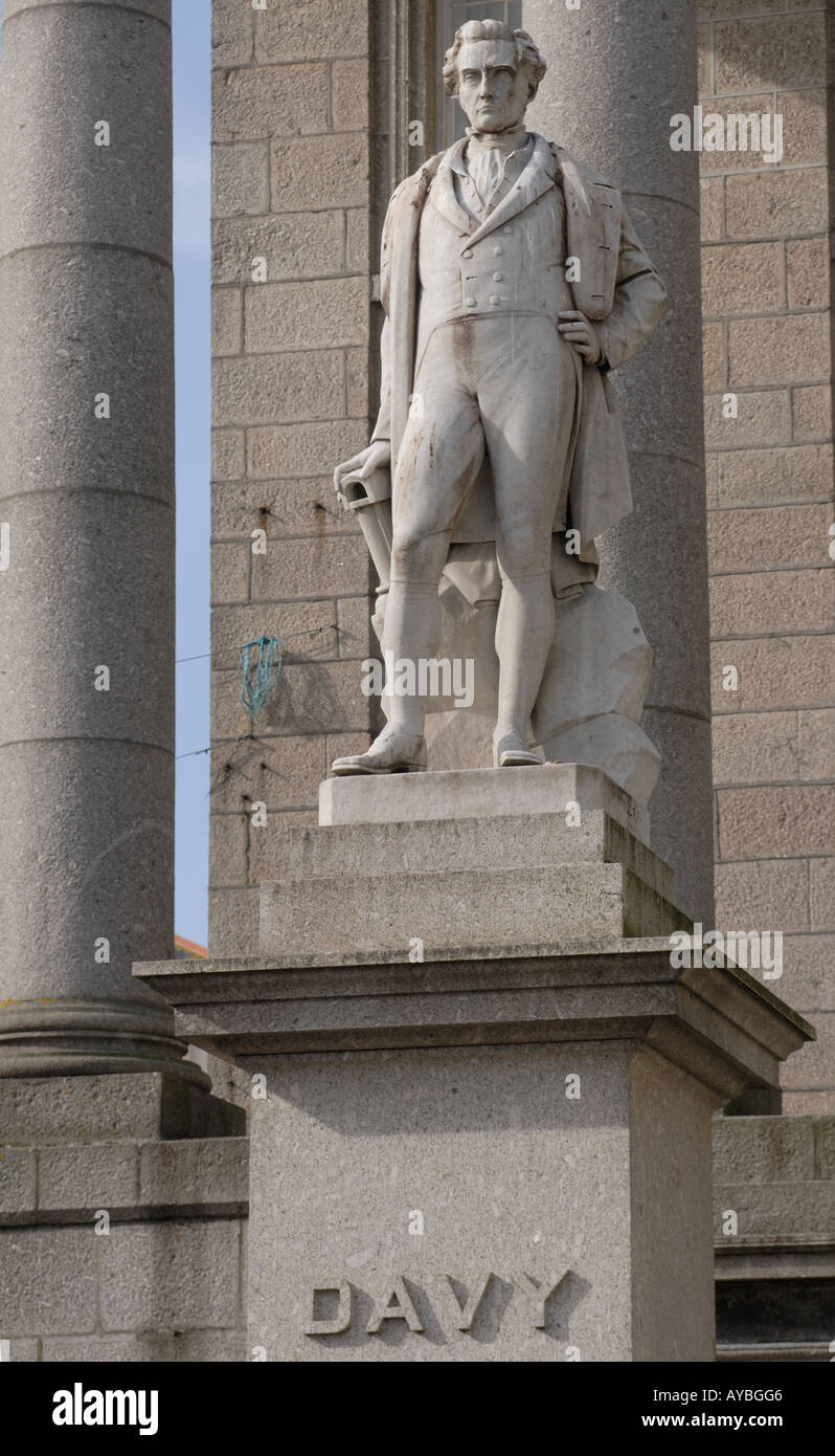 Statue of the chemist and physicist Sir Humphry Davy in Market Jew Street Penzance where he was born Stock Photo