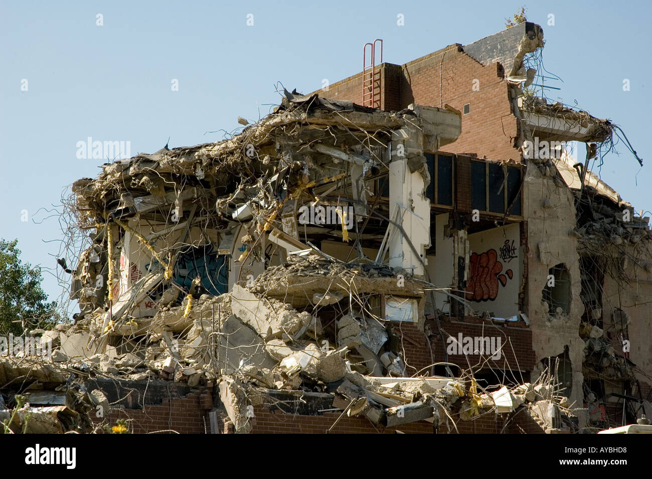 Offices and warehouse being demolished in North Farm Industrial Estate, Tunbridge Wells, Kent. Stock Photo