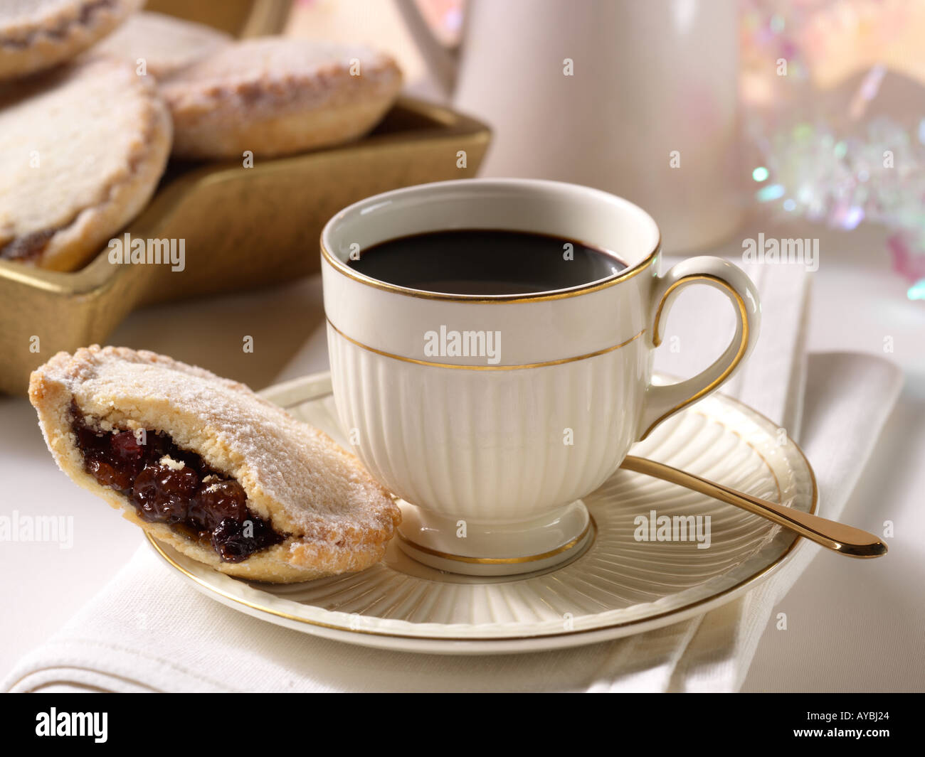 Mince Pie And Coffee Stock Photo Alamy