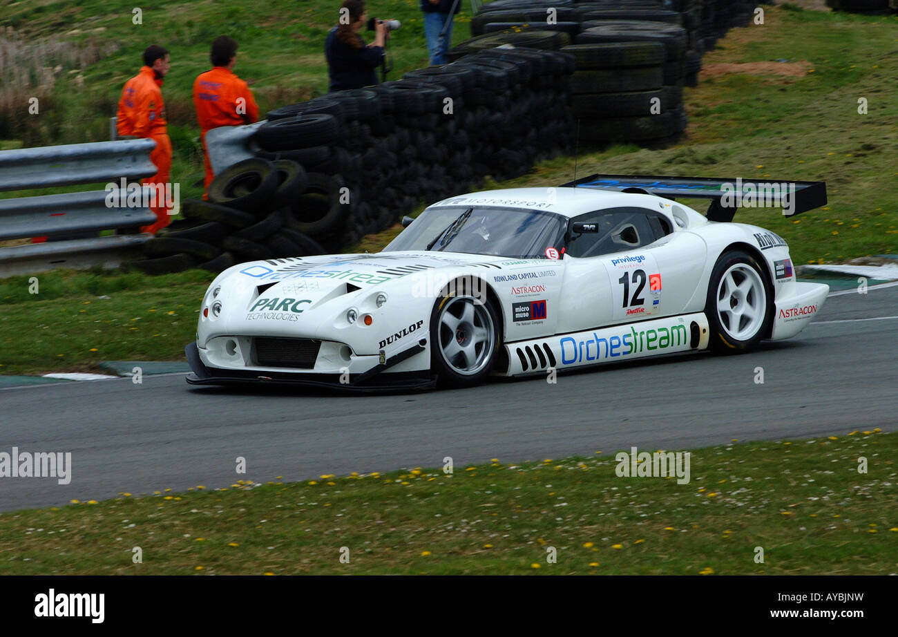 TVR Cerbera Speed Twelve Motor Racing Car in British GT Championship at Oulton Park Race Track Cheshire England UK Stock Photo