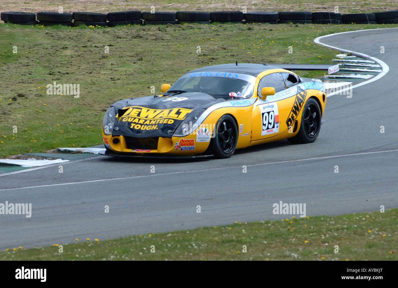 TVR Tuscan R Speed Six Motor Racing Car in British GT Championship at Oulton Park Race Track Cheshire England UK Stock Photo