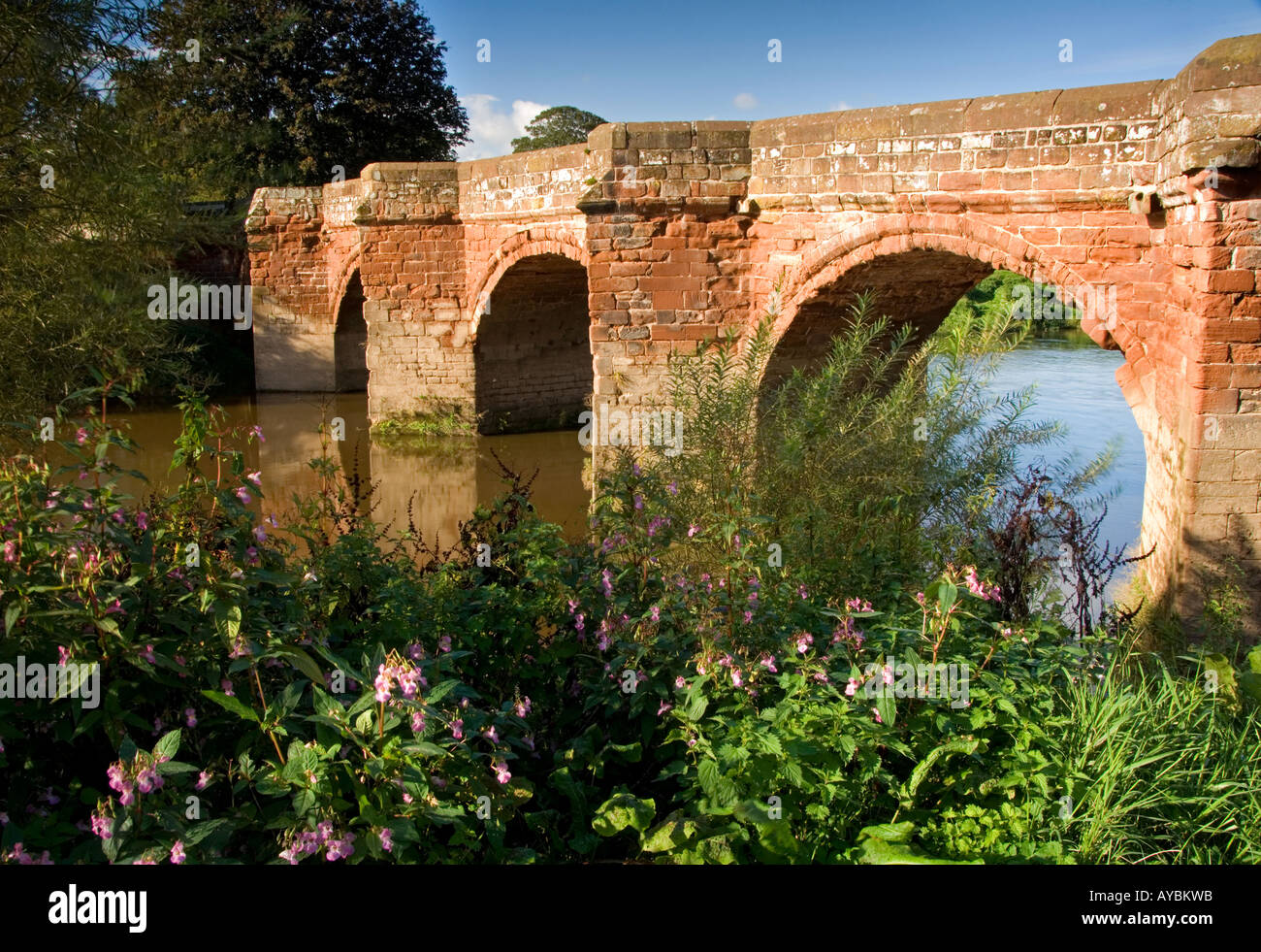 Farndon Bridge Over the River Dee on the England, Wales Border