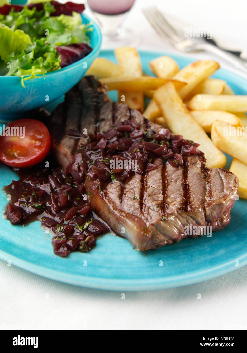 Griddled sirloin steak french fries hires stock photography and images