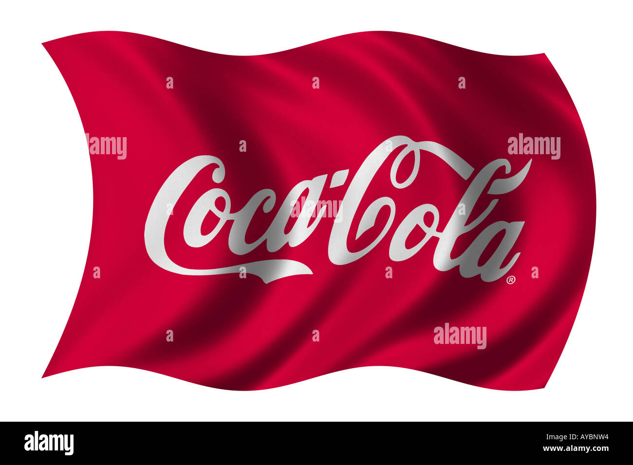 Super high resolution Coca Cola flag waving in the wind clipping path