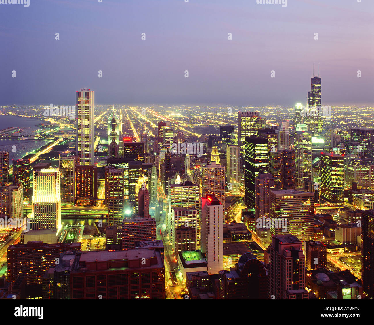 Aerial chicago lights hi-res stock photography and images - Alamy