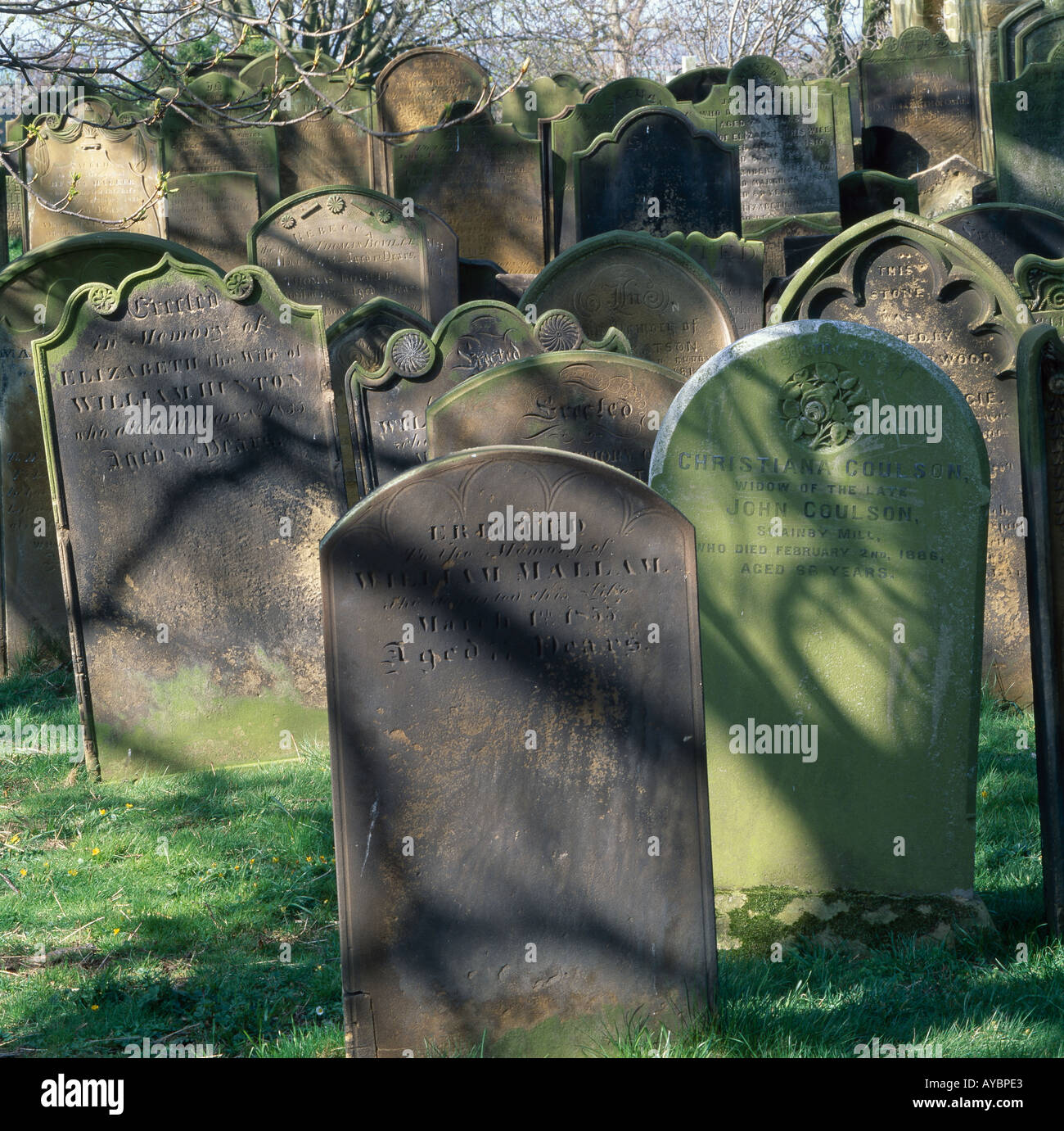 Swainby country churchyard, Yorkshire, England. Stock Photo