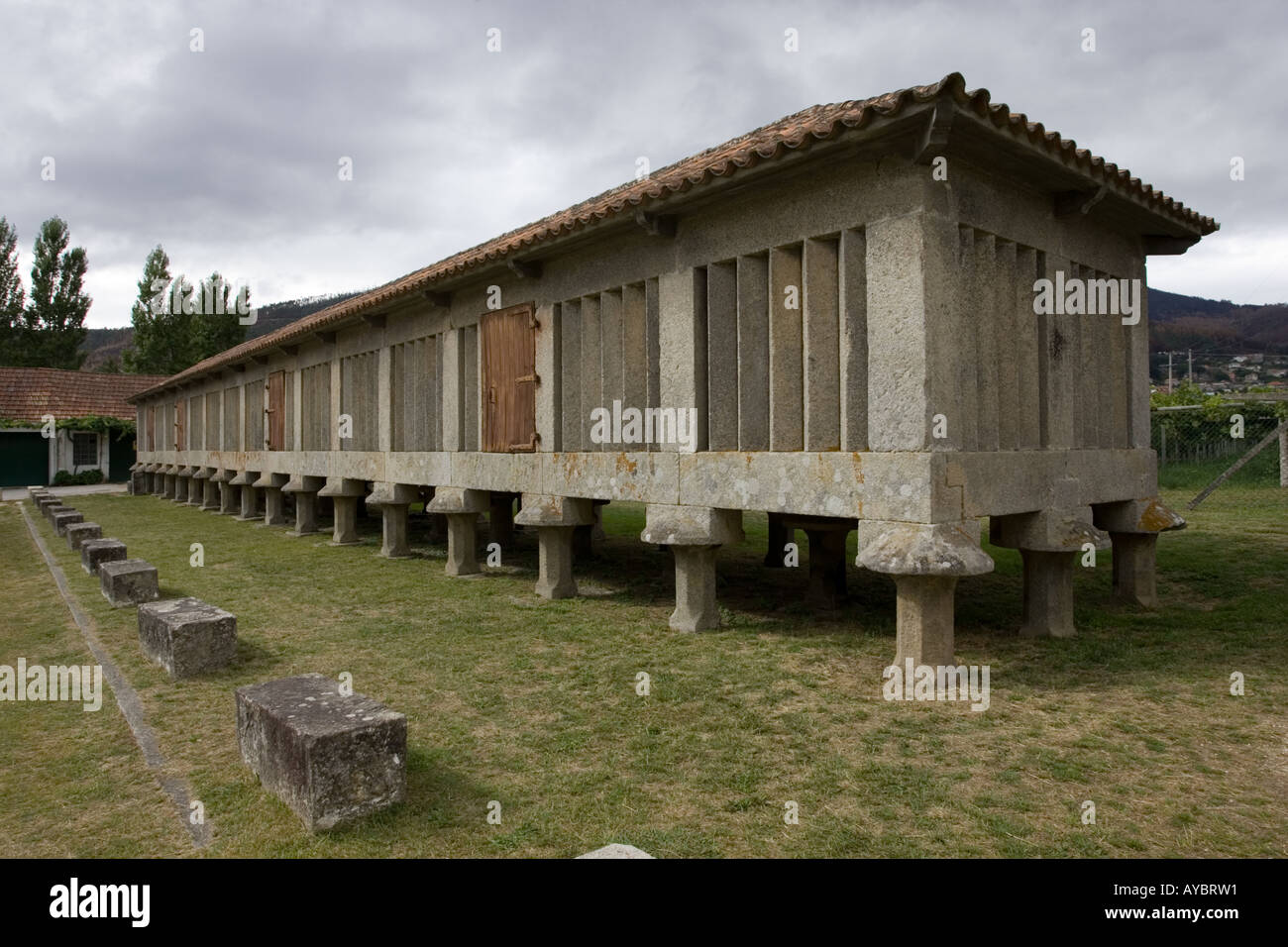 Largest horreo in Galicia at Benedictine monastery Poio Spain Stock Photo