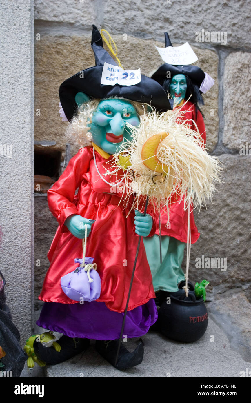 Colourful witches for sale outside tourist shop in Combarro Galicia Spain  Stock Photo - Alamy