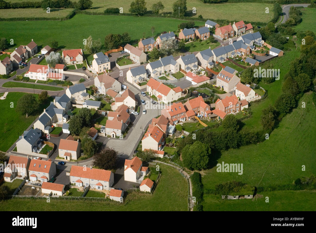Aerial view of a new housing project on greenfield land Stock Photo Alamy