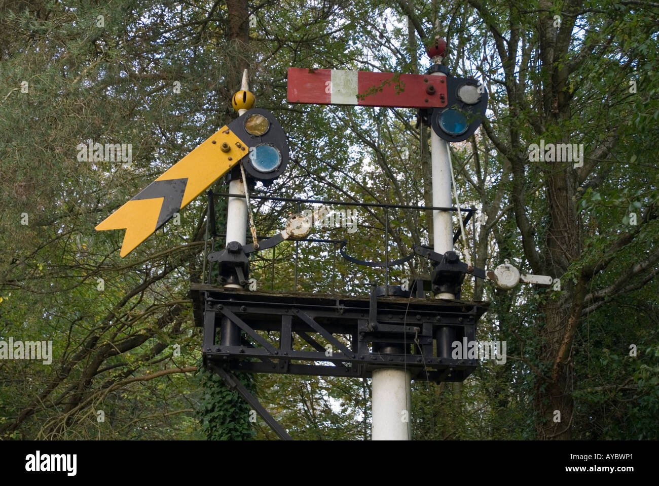 Tintern Wales UK Old signals at the railway station now a museum and teashop Stock Photo