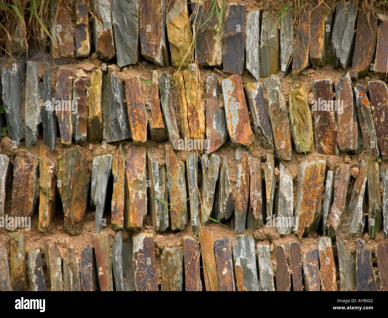 dry stone wall in cornwall Stock Photo